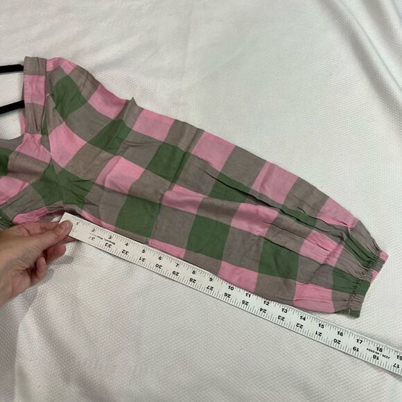 BP Pink & Green Buffalo Check Long Sleeve Crop Top - Picture 5 of 7